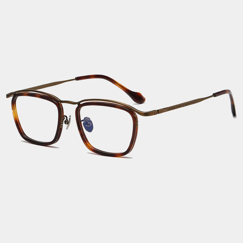Titanium Acetate Square Prescription Eyeglasses | Affordable Retro Rx Glasses – CINILY UK - Tortoise
