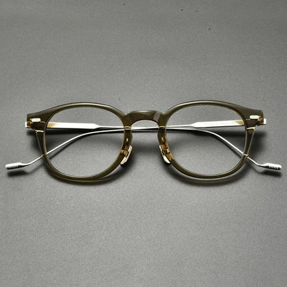 Acetate Titanium Round Prescription Eyeglasses | Retro Designer Rx Glasses – CINILY UK front view
