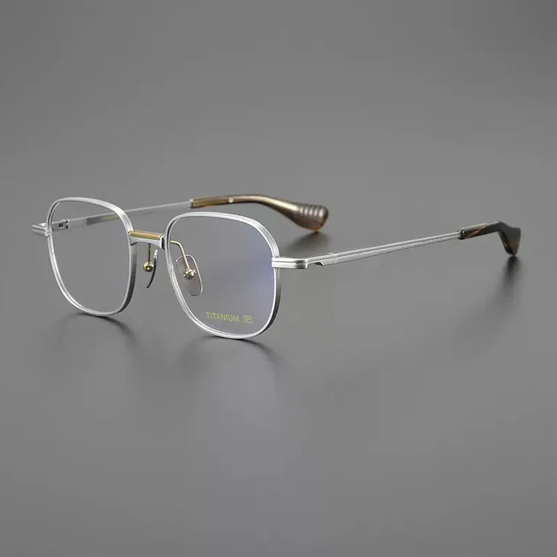 Titanium Geometric Square Prescription Eyeglasses | Ultra-Light Optical Frame for Rx Lenses – CINILY UK - silver