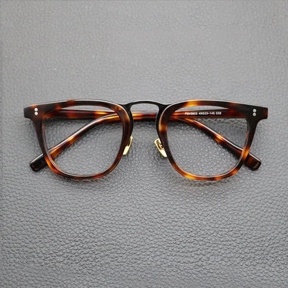 Acetate Green Patchwork Square Prescription Eyeglasses | Retro Optical Frame for Rx Lenses – CINILY UK lens detail