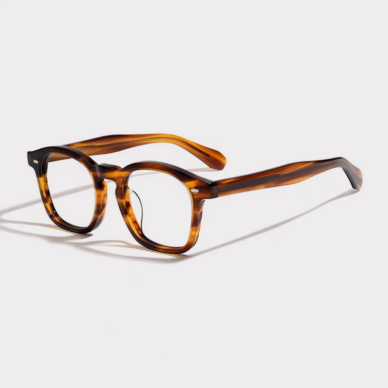Acetate Amber Square Eyeglasses | Handmade Retro Optical Frames – CINILY UK - Amber