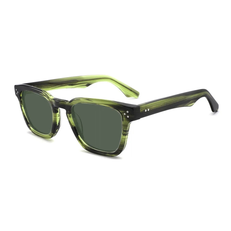 Crystal Green Polarized UV400 Sunglasses | Retro Acetate Designer Shades – CINILY UK - Green