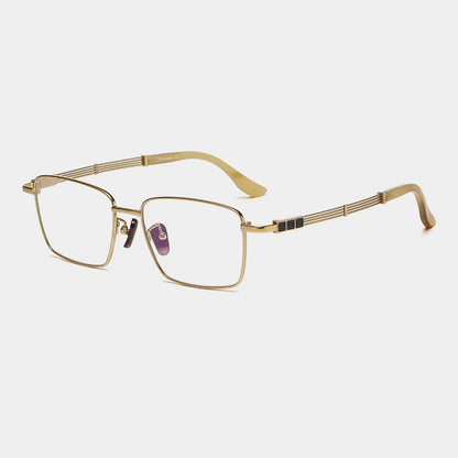 Titanium Wood-Accent Square Prescription Eyeglasses | Lightweight Optical Frame for Rx Lenses – CINILY UK