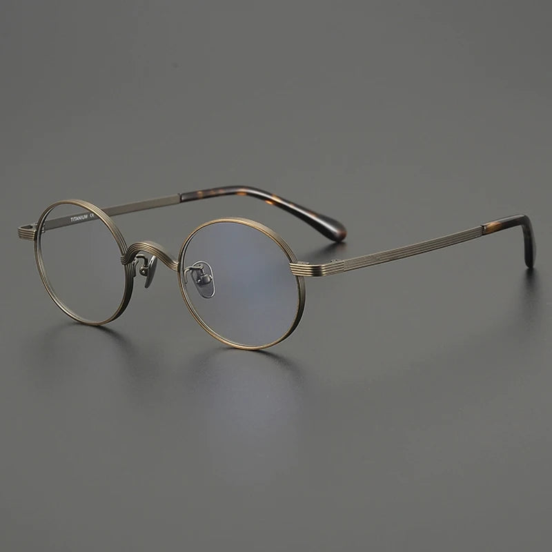 Titanium Antique Round Prescription Eyeglasses | Lightweight Optical Frame for Rx Lenses – CINILY UK - Tortoise