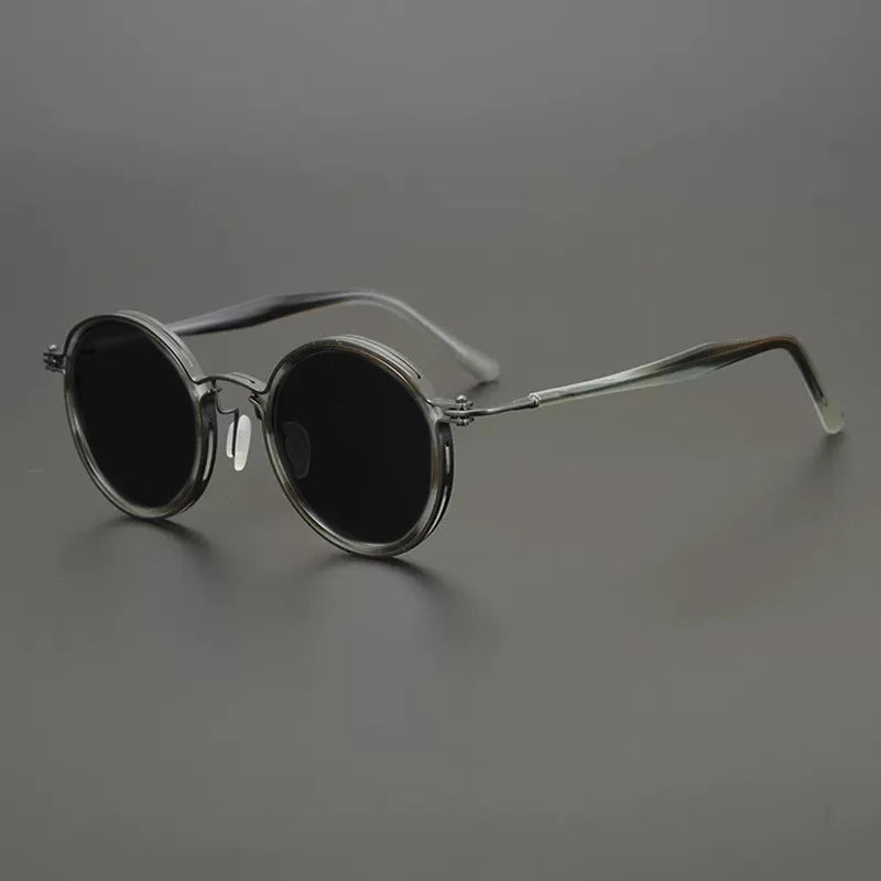 Vintage Round Polarised Sunglasses with UV400 Protection and Titanium Detail