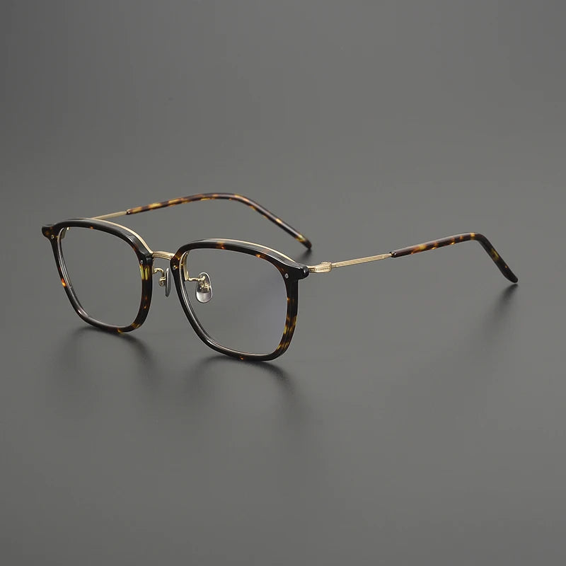 Titanium Geometric Square Prescription Eyeglasses