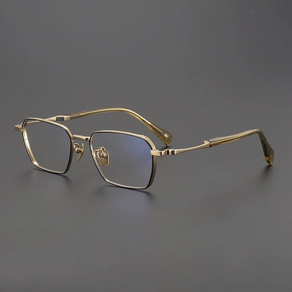 Large Titanium Square Prescription Eyeglasses | Lightweight Optical Frame for Rx Lenses – CINILY UK side view