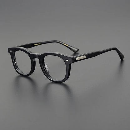 Acetate Amber Round Prescription Eyeglasses | Retro Handmade Rx Glasses – CINILY UK side view