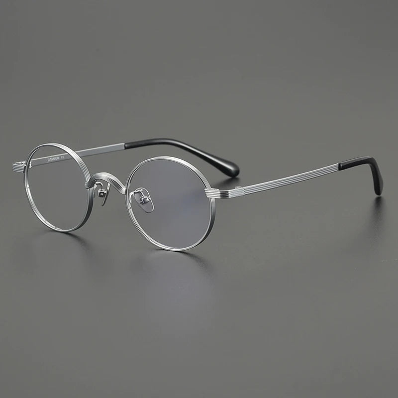 Titanium Antique Round Prescription Eyeglasses | Lightweight Optical Frame for Rx Lenses – CINILY UK - silver