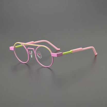Titanium Neon Pilot Round Prescription Eyeglasses | Bold Lightweight Rx Glasses – CINILY UK front view