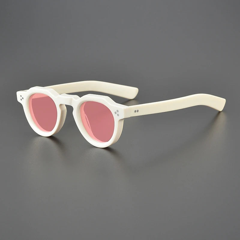 Vintage Polarised Acetate Sunglasses with UV400 Protection and a Small Fit - Milky
