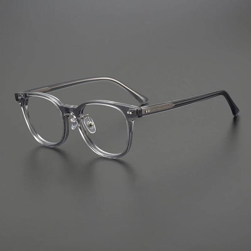 Acetate Crystal Green Round Prescription Eyeglasses | Stylish Retro Rx Glasses – CINILY UK - Gray