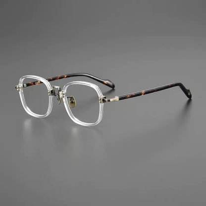 Acetate Titanium Striped Square Prescription Eyeglasses | Retro Optical Frame for Rx Lenses – CINILY UK