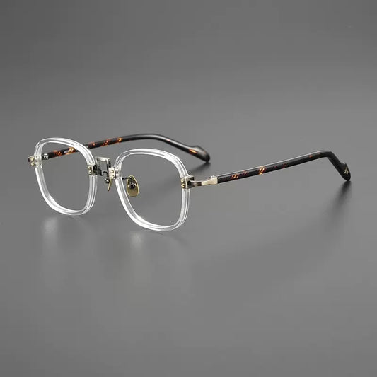 Acetate Titanium Striped Square Prescription Eyeglasses | Retro Optical Frame for Rx Lenses – CINILY UK