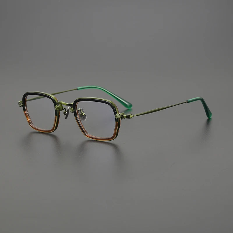 Titanium Acetate Two-Tone Square Prescription Eyeglasses