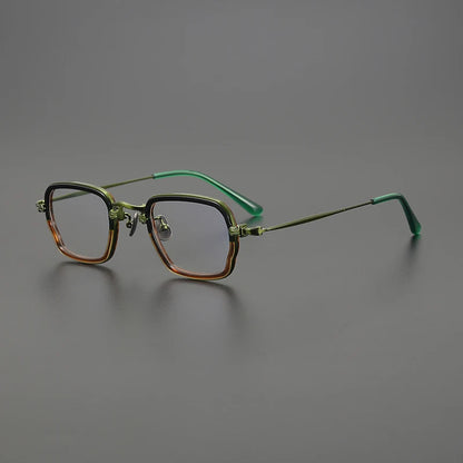 Titanium Acetate Two-Tone Square Prescription Eyeglasses | Lightweight Designer Rx Glasses – CINILY UK side view