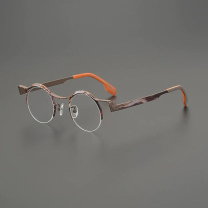 Titanium Artistic Round Prescription Eyeglasses | Colourful Lightweight Rx Glasses – CINILY UK front view