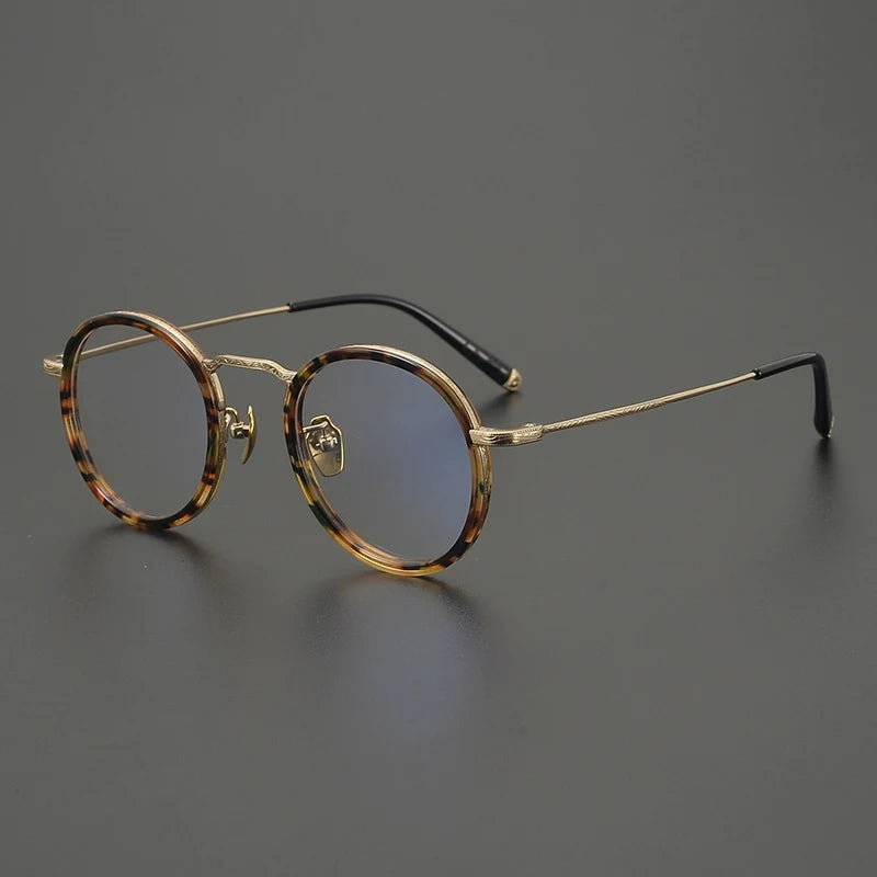 Titanium Tortoise Round Prescription Eyeglasses | Handmade Optical Frame for Rx Lenses – CINILY UK - Tortoise-glod