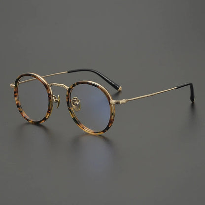 Titanium Tortoise Round Prescription Eyeglasses | Handmade Optical Frame for Rx Lenses – CINILY UK
