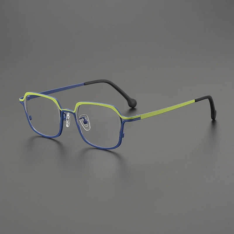 Titanium Colour-Outline Square Prescription Eyeglasses | Ultra-Light Designer Rx Glasses – CINILY UK - Green