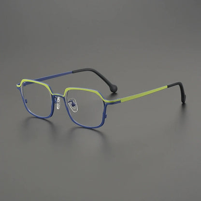 Titanium Colour-Outline Square Prescription Eyeglasses | Ultra-Light Designer Rx Glasses – CINILY UK lens detail