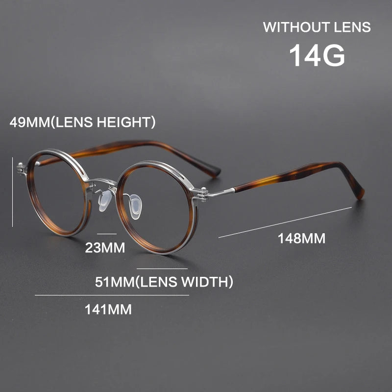 Ultra-Light Pure Titanium Vintage Round Optical Glasses Frame