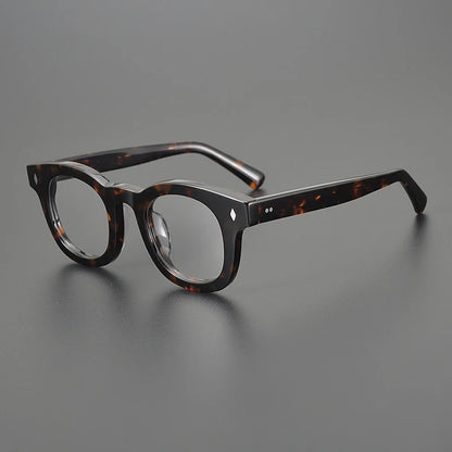 Acetate Chunky Round Eyeglasses | Bold Retro Optical Frames – CINILY UK front view