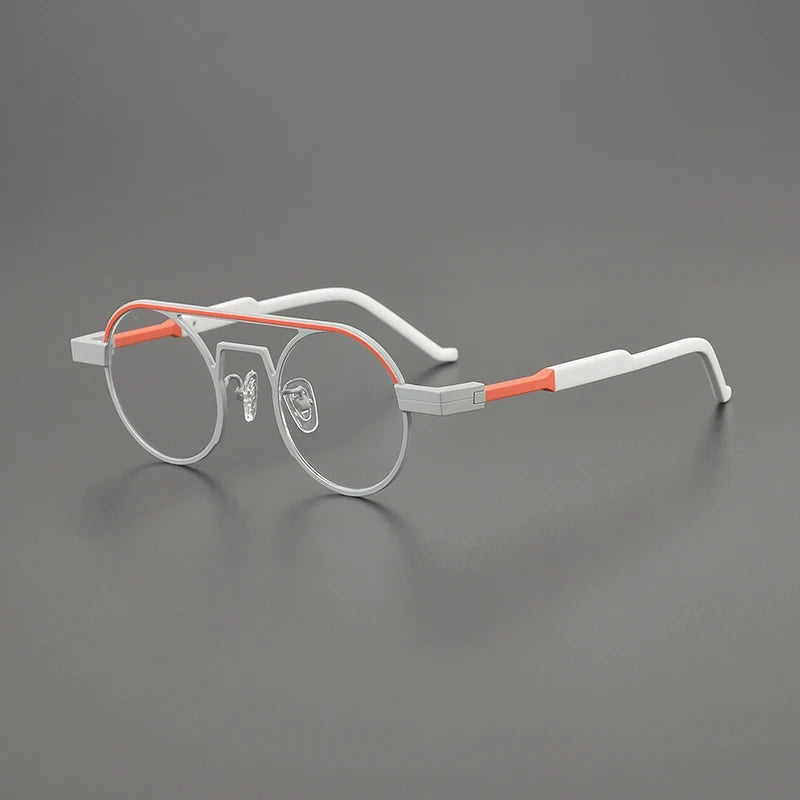 Titanium Neon Pilot Round Prescription Eyeglasses | Bold Lightweight Rx Glasses – CINILY UK - Gray