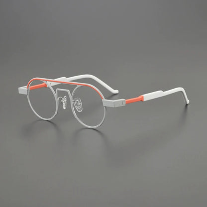 Titanium Neon Pilot Round Prescription Eyeglasses | Bold Lightweight Rx Glasses – CINILY UK temple detail