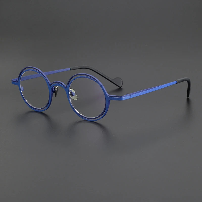 Titanium Round Prescription Eyeglasses | Lightweight Retro Rx Glasses Online – CINILY UK - Blue