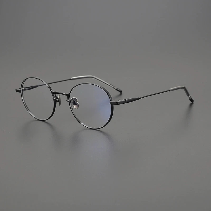 Korean Titanium Round Prescription Eyeglasses | Ultra-Light Optical Frame for Rx Lenses – CINILY UK - Black