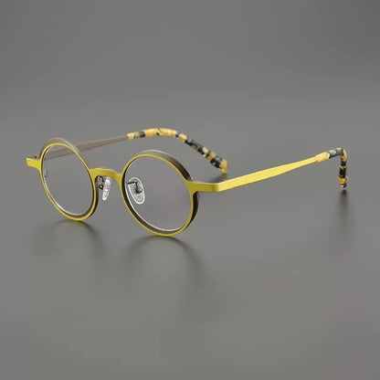 Titanium Colour-Accent Round Prescription Eyeglasses | Creative Lightweight Rx Glasses – CINILY UK frame detail