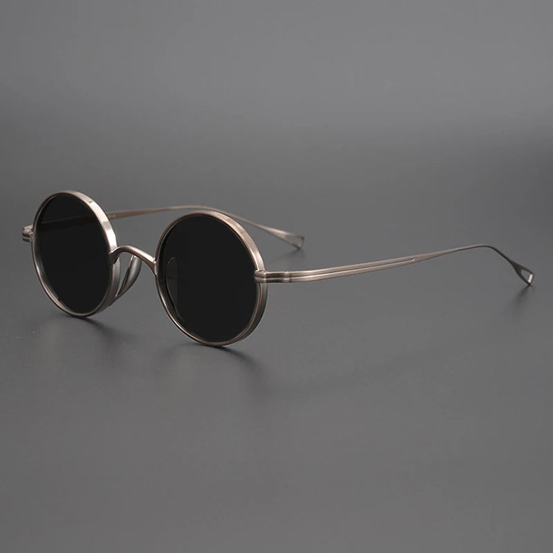 Ultra-Light Pure Titanium Polarised Vintage Small Round Sunglasses - Bronze