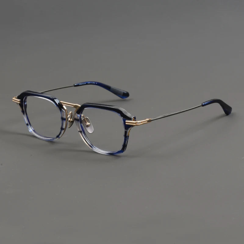 Oversized Titanium Acetate Prescription Eyeglasses | Retro Optical Frame for Rx Lenses – CINILY UK - Blue