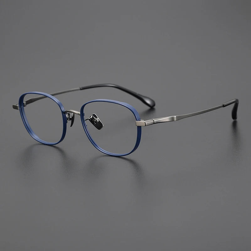 Petite Titanium Blue Panto Eyeglasses