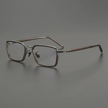 Titanium Acetate Browline Square Prescription Eyeglasses | Lightweight Designer Rx Glasses – CINILY UK side view