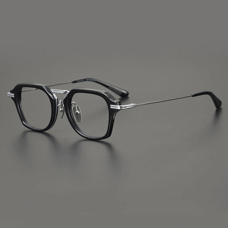 Oversized Titanium Acetate Prescription Eyeglasses | Retro Optical Frame for Rx Lenses – CINILY UK - Black