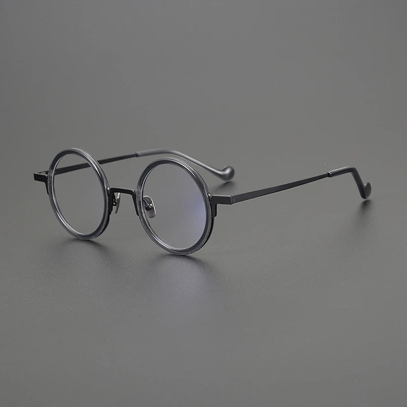 Titanium Amber Round Eyeglasses