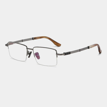 Titanium Horn-Accent Square Prescription Eyeglasses | Handmade Optical Frame for Rx Lenses – CINILY UK