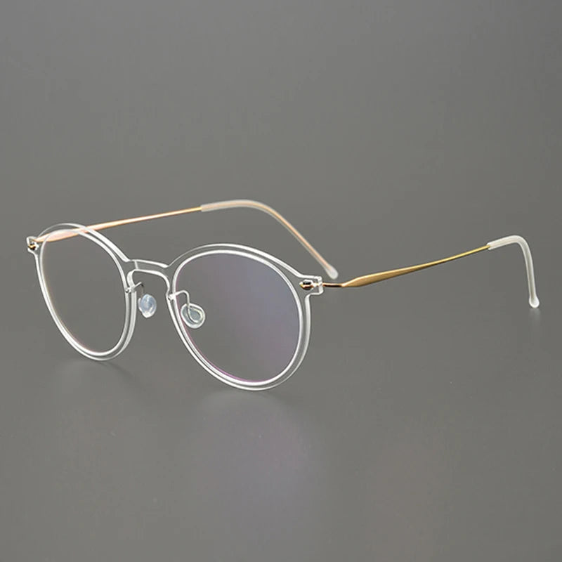 Titanium Transparent Round Eyeglasses | Ultra-Light Minimal Optical Frames – CINILY UK - Gold