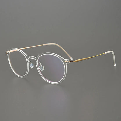 Titanium Transparent Round Eyeglasses | Ultra-Light Minimal Optical Frames – CINILY UK side view
