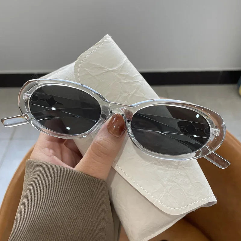 Cream Oval UV400 Sunglasses | Retro Women’s Fashion Shades – CINILY UK - Transparent