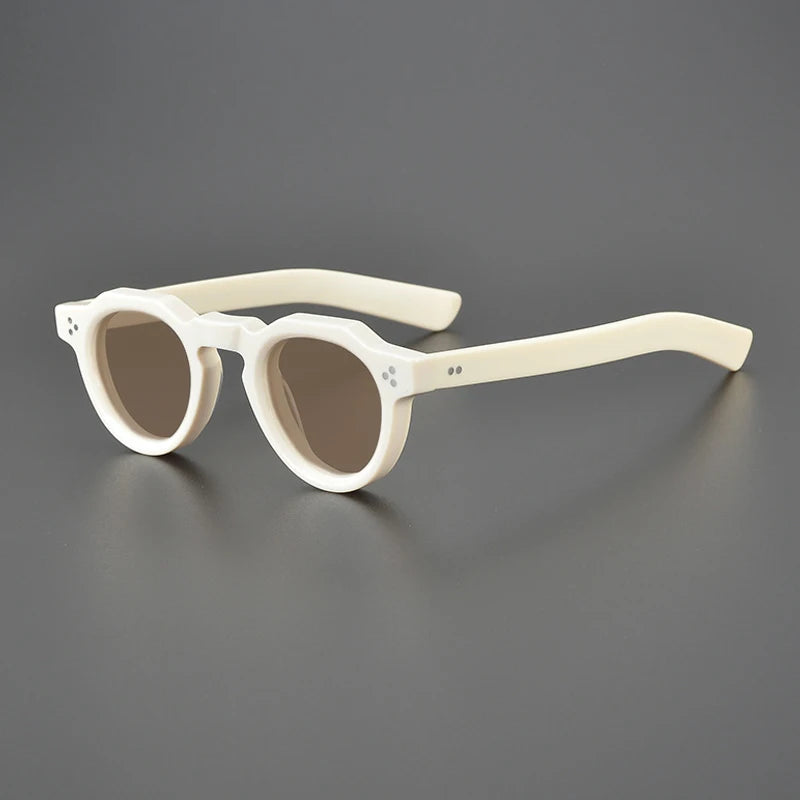 Vintage Polarised Acetate Sunglasses with UV400 Protection and a Small Fit - Milky