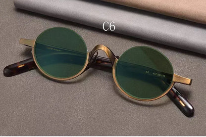 Retro Oval Polarised Sunglasses | Titanium Frame | Dark Brown additional product view
