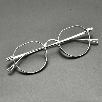 Vintage Titanium Round Optical Glasses Frame Small Fit front view
