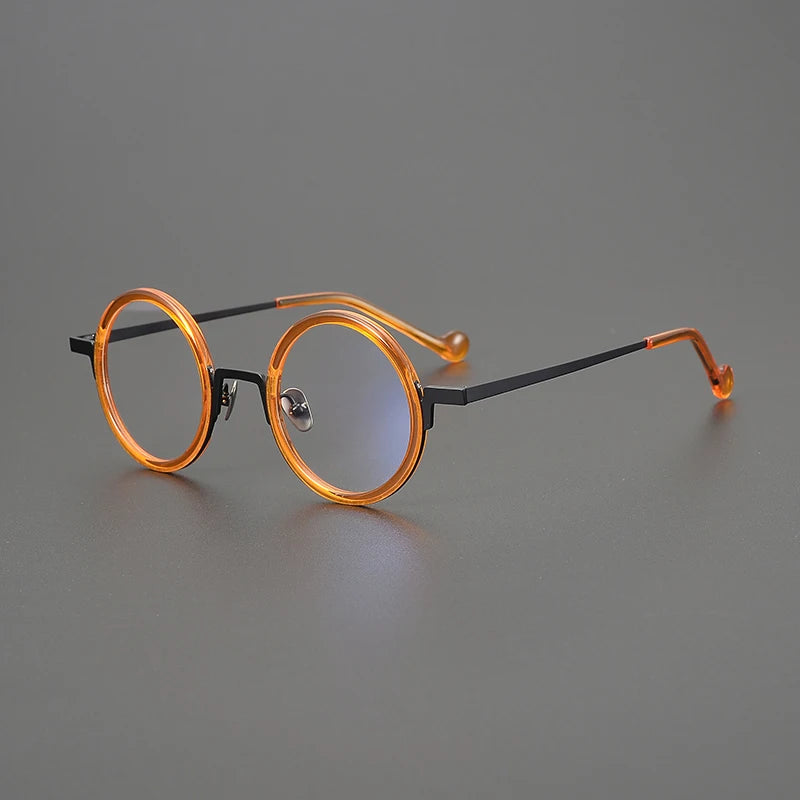 Titanium Amber Round Eyeglasses