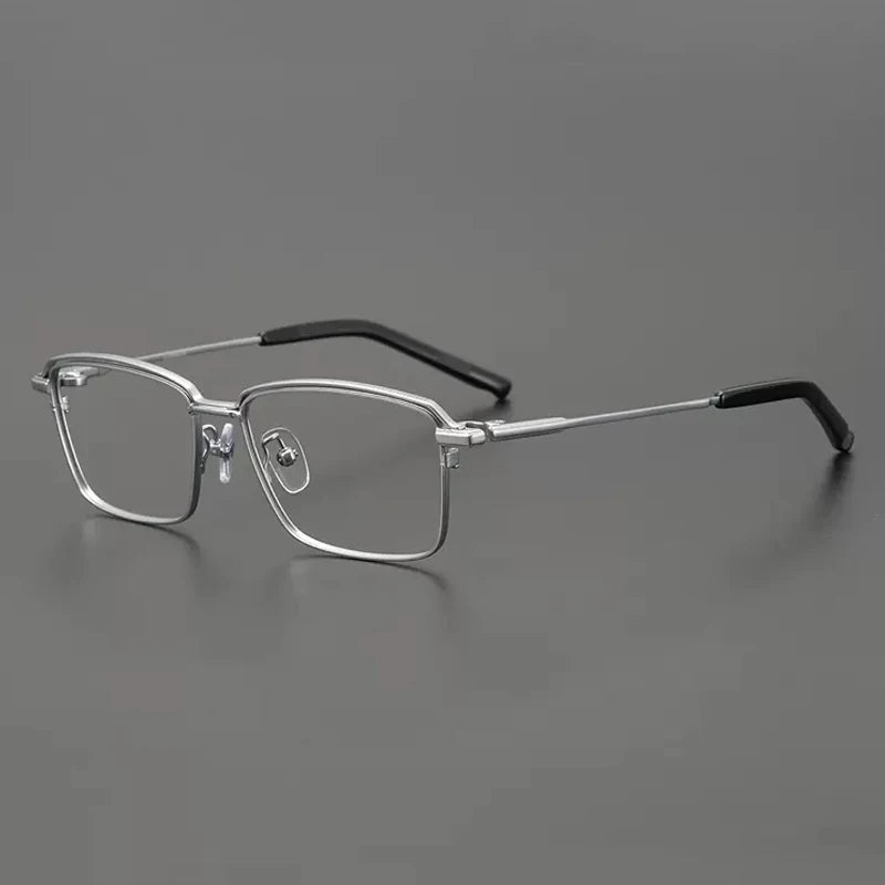 Titanium Minimal Square Prescription Eyeglasses | Ultra-Light Optical Frame for Rx Lenses – CINILY UK - silver