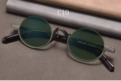 Retro Oval Polarised Sunglasses | Titanium Frame | Dark Brown additional product view