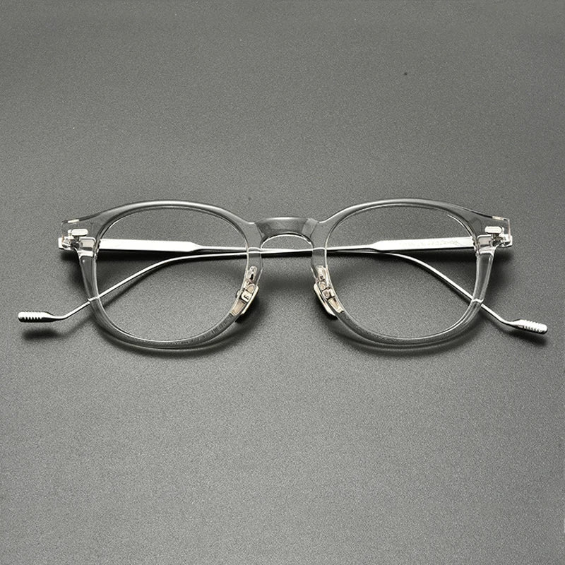 Acetate Titanium Round Prescription Eyeglasses | Retro Designer Rx Glasses – CINILY UK - Grey