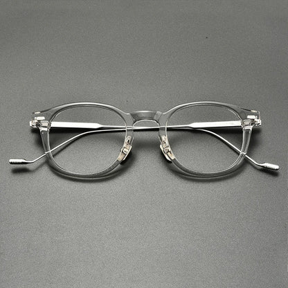 Acetate Titanium Round Prescription Eyeglasses | Retro Designer Rx Glasses – CINILY UK side view